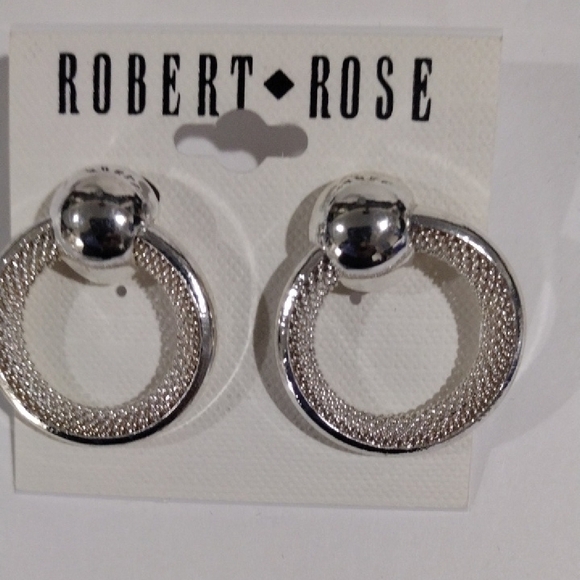 Robert Rose Silver Chunky Hoop Post Earrings – Trendy Women’s Fashion Jewelry - Picture 5 of 9